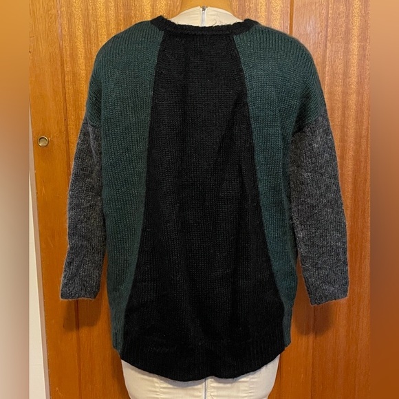MNG oversized sweater fuzzy colorblock Black, gray, green knit S small - Picture 4 of 7